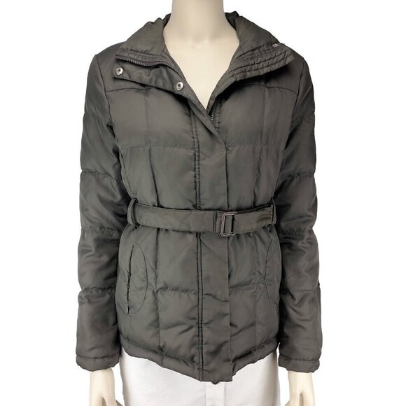 ESPRIT COLLECTION Quilted Down Feather Winter Puffer Belted‎ Green Coat Size 4 - Picture 4 of 12